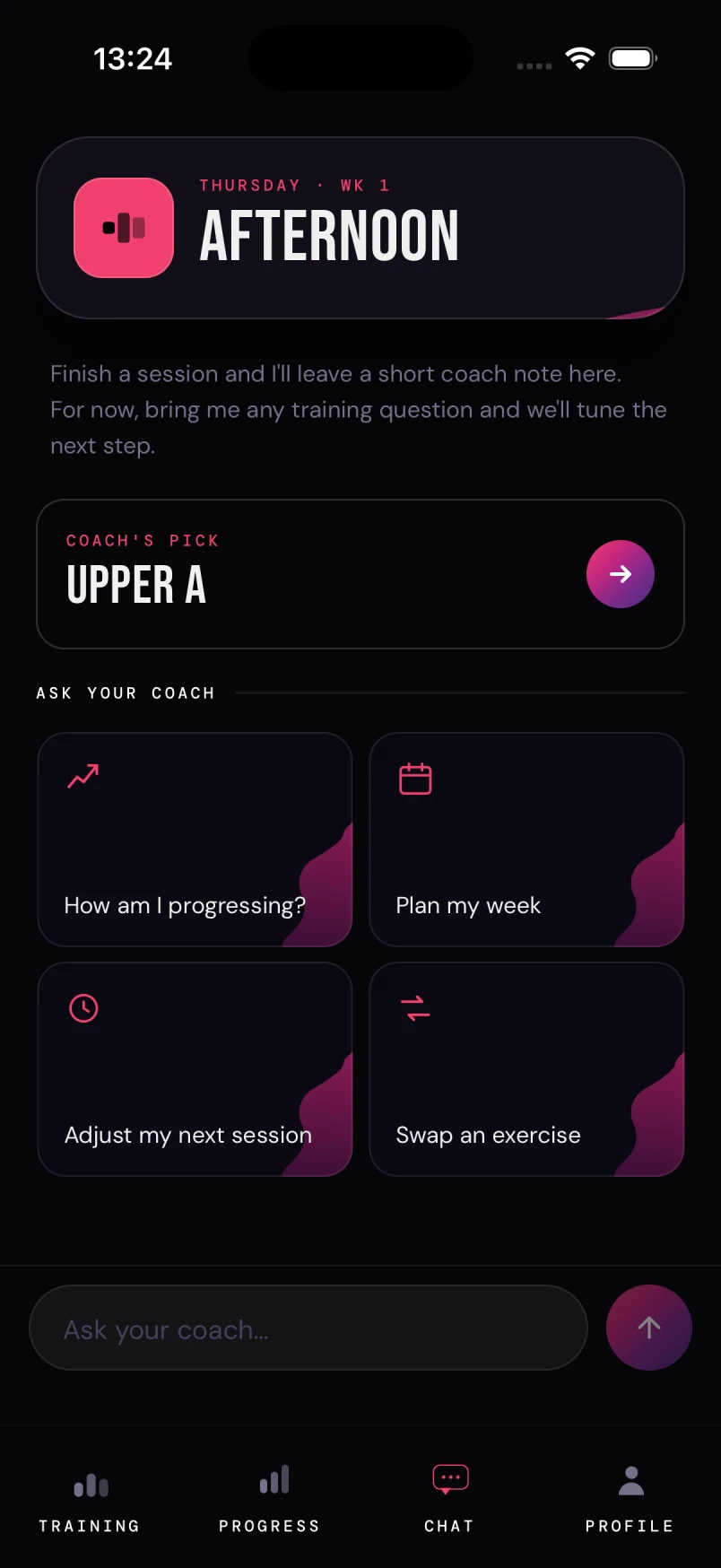Bloc coach home screen